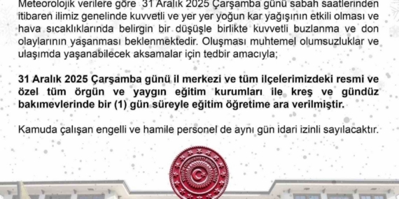 Bingöl’de eğitime 1 gün ara verildi