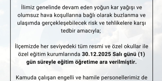 Bingöl’de kar tatili: 3 ilçede tüm okullar, merkezde taşımalı eğitime ara