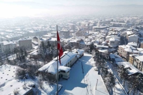 Bolu’da kış güzelliği havadan görüntülendi