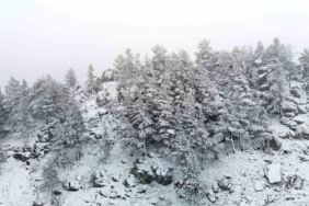 Bolu’nun yükseklerinde kar yağışı etkili oluyor