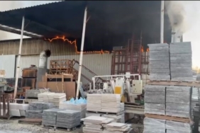 Burdur’da mermer fabrikasında yangın