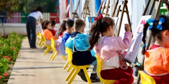 Didim’de kreş öğrencilerinden resim etkinliği