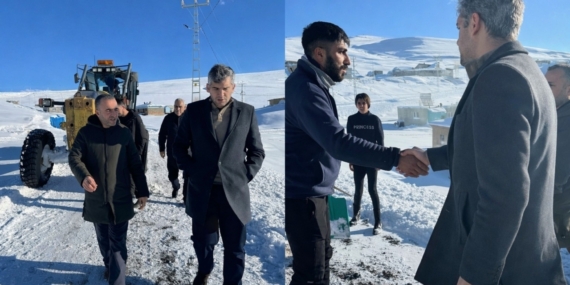 Diyadin’de kapanan köy yolları için çalışmalar sürüyor