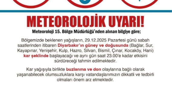 Diyarbakır Valiliğinden kar uyarısı
