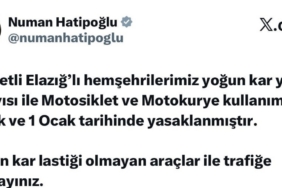Elazığ’da motosiklet ve motokurye kullanımı yasaklandı