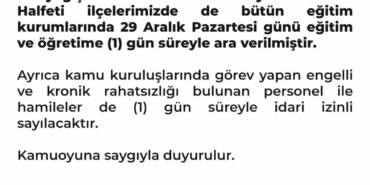 Halfeti ve Birecik’te de okullar tatil edildi