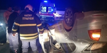 Hassa’da ters dönen otomobilin sürücüsü yaralandı