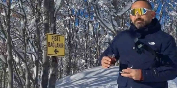 Hem çay içti hem karda kaydı