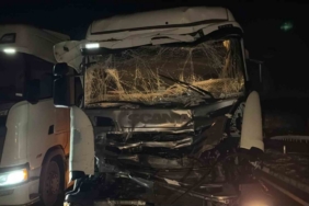 İki tır ve otomobilin çarpıştığı kazada bir kişi yaralandı