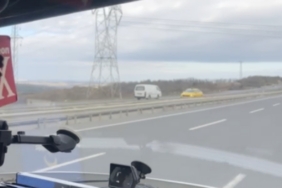 İstanbul Havalimanı yolunda ters yönde giden araç kamerada