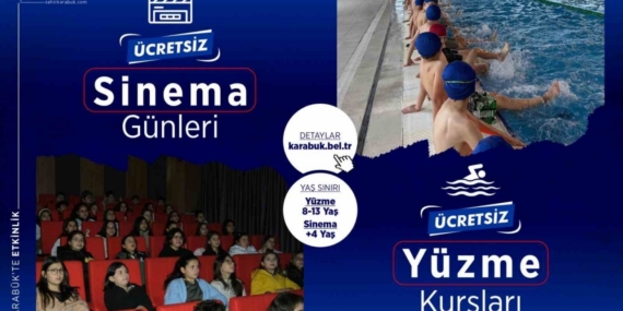 Karabük’te çocuklara ücretsiz yüzme ve sinema etkinlikleri sürüyor
