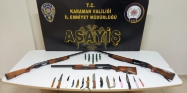 Karaman’da ruhsatsız silahlar ile kaçak tütün ele geçirildi: 5 tutuklama