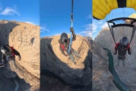 Karanlık Kanyon’da base jump atlayışı nefes kesti
