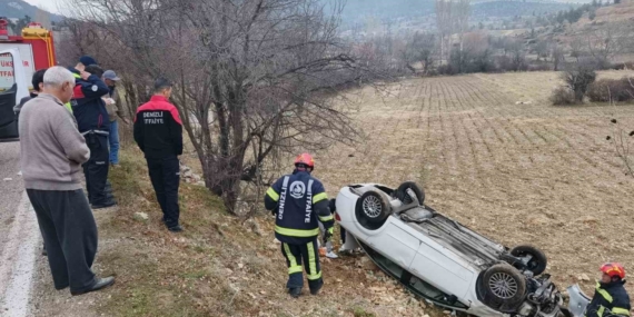Kontrolden çıkan otomobil tarlaya uçtu; 2 yaralı