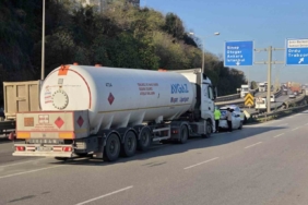 LPG yüklü tanker otomobile çarptı, facianın eşiğinden dönüldü