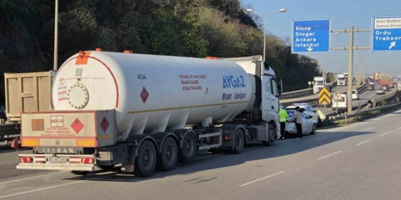 LPG yüklü tanker otomobile çarptı, facianın eşiğinden dönüldü