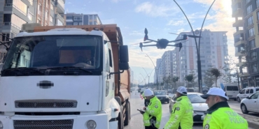 Malatya’da beton mikserleri ve hafriyat kamyonlarına dron destekli denetim
