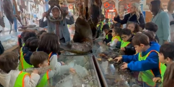 Minikler mumya balıkları büyük bir ilgiyle inceledi