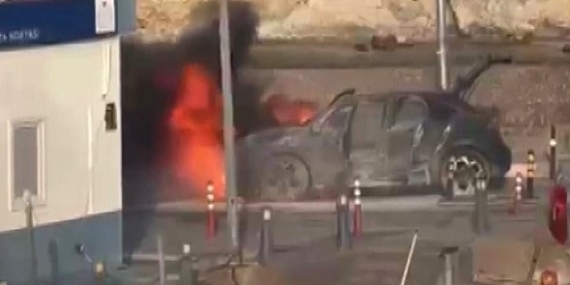 Şile Limanı’nda bir araç alevlere teslim oldu