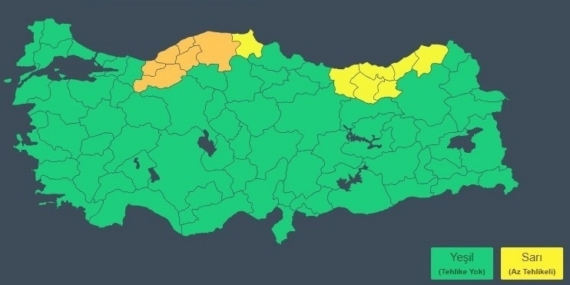 Sinop’un batısı için sarı kodlu kar alarmı