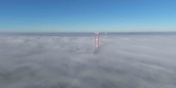 Sis içinde kalan 1915 Çanakkale Köprüsü’nde görsel şölen