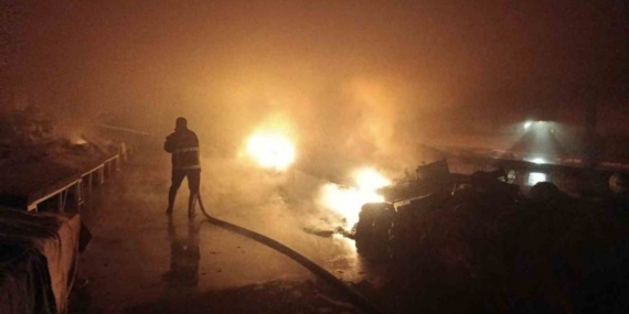 Sorgun’da semt pazarında yangın