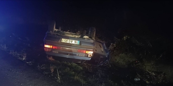 Su kanalına uçan otomobilde bulunan bir kişi yaralandı