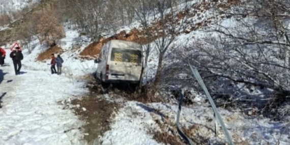 Taraftarları taşıyan minibüs şarampole kaydı