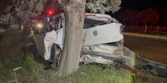 Tekirdağ’da ağaca çarpan otomobilin sürücüsü yaralandı