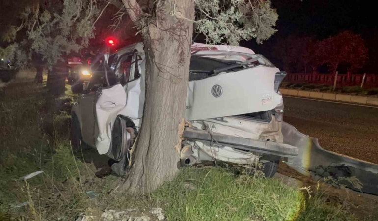Tekirdağ’da ağaca çarpan otomobilin sürücüsü yaralandı