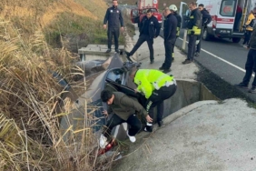 Tekirdağ’da su kanalına düşen otomobildeki çift yaralandı
