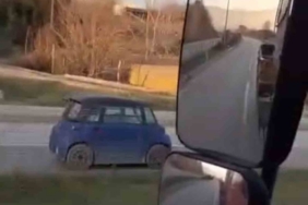 Ters istikamette canını hiçe sayarak ilerlediği anlar kamerada