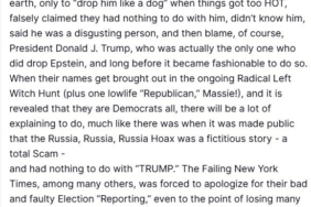 Trump’tan Demokratlara Epstein uyarısı: "Çoğu masum birçok arkadaşlarının itibarı zedelenecek"