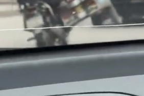 Tüp yüklü motosikletle tehlikeli hareketler kamerada