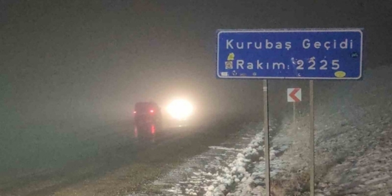 Van’da Kurubaş Geçidi’nde yoğun kar yağışı ve sis etkili oldu