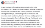 ABD Başkan Trump: "Venezuela, petrol anlaşmasından elde edeceği gelirle yalnızca ABD yapımı ürünleri satın alacak"