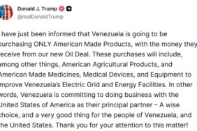ABD Başkan Trump: "Venezuela, petrol anlaşmasından elde edeceği gelirle yalnızca ABD yapımı ürünleri satın alacak"