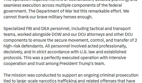 ABD’den Maduro operasyonu açıklaması: "Sonucun sorumluluğu suç faaliyetlerini sürdürmeyi tercih edenlere aittir"