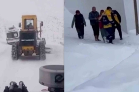 Bayburt’ta kara saplanan ambulans ekiplerce kurtarıldı