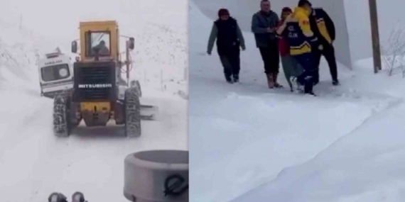 Bayburt’ta kara saplanan ambulans ekiplerce kurtarıldı