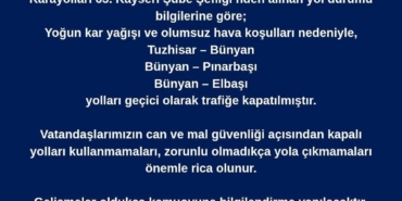 Bünyan’da ulaşıma kar engeli