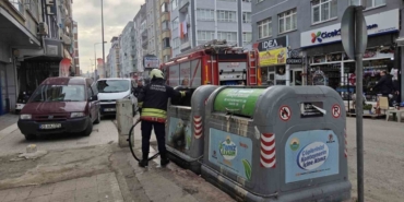 Çöp konteyneri yangınına itfaiye müdahale etti
