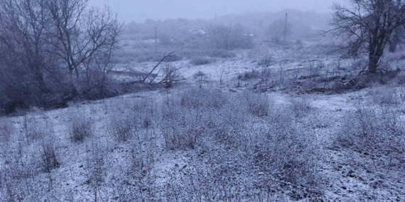 Edirne’nin Hamzabeyli köyünde kar yağışı başladı