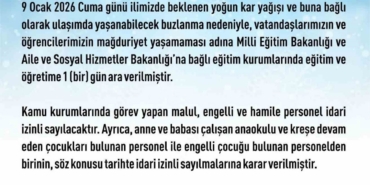 Elazığ’da eğitime 1 gün ara verildi