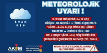 Kahramanmaraş için yağış uyarısı