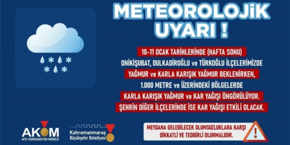 Kahramanmaraş için yağış uyarısı