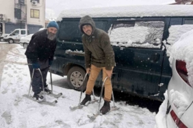 Kardeşlerin Tokat usulü kayak macerası