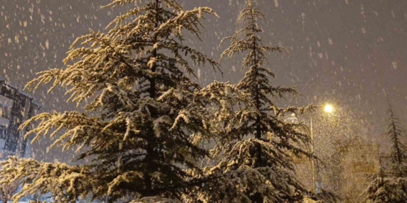 Kırşehir’de gece saatlerinde lapa lapa kar yağışı başladı