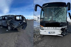 Kızıldağ’da otobüs ile minibüs çarpıştı: 3 yaralı
