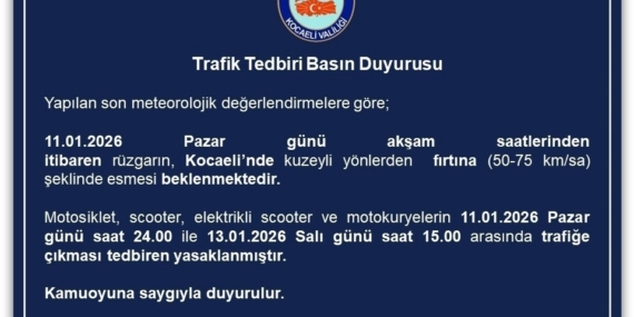 Kocaeli’de motosiklet, scooter ve motokuryelerin trafiğe çıkışı yasaklandı